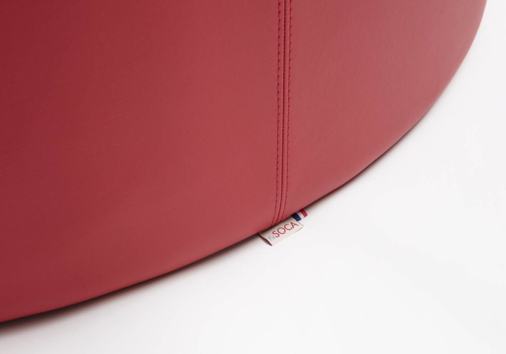 Grand pouf rond cuir rouge - Argos - 120cm